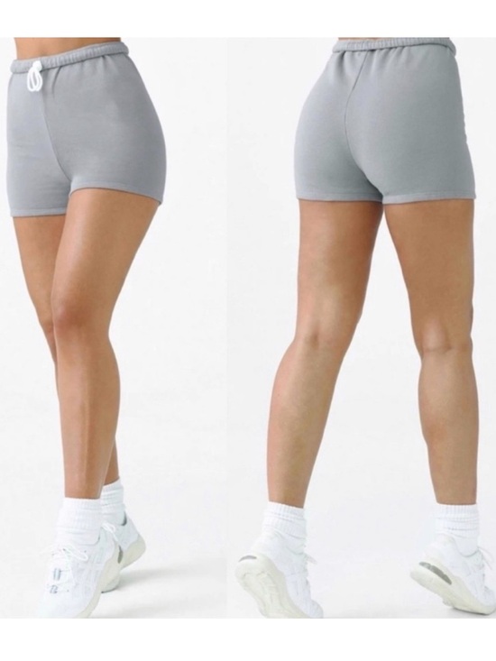 Joah Brown Pants - Joah Brown High-Rise Fitted Bike Shorts in Light Gray